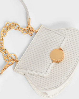 Paneled Chain Handle Crossbody Bag