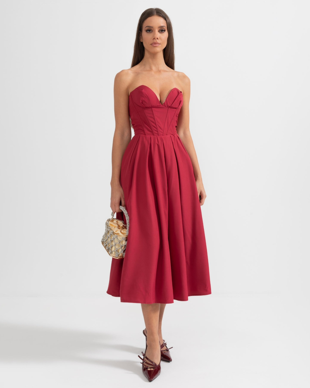 Katherine Off-Shoulder Corset Midi Dress