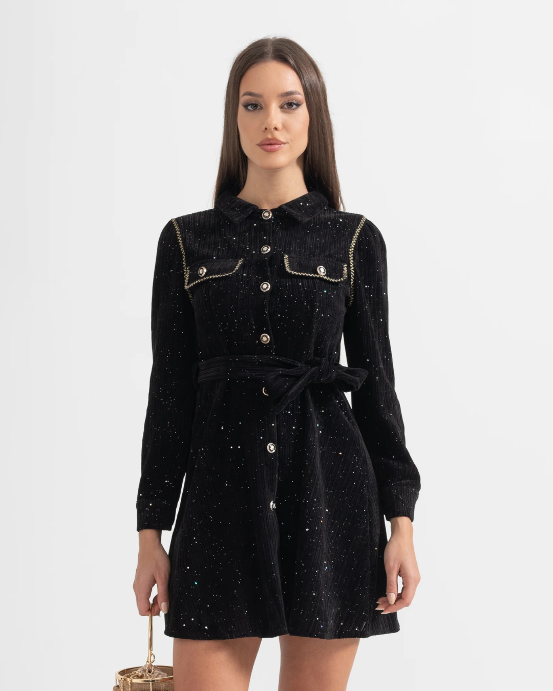 Elegant Shiny Winter  Mini Dress