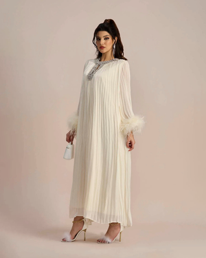 Diamante Pleated Maxi Chiffon Dress