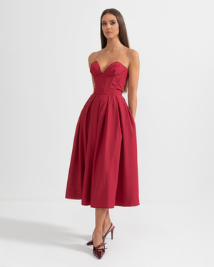 Katherine Off-Shoulder Corset Midi Dress