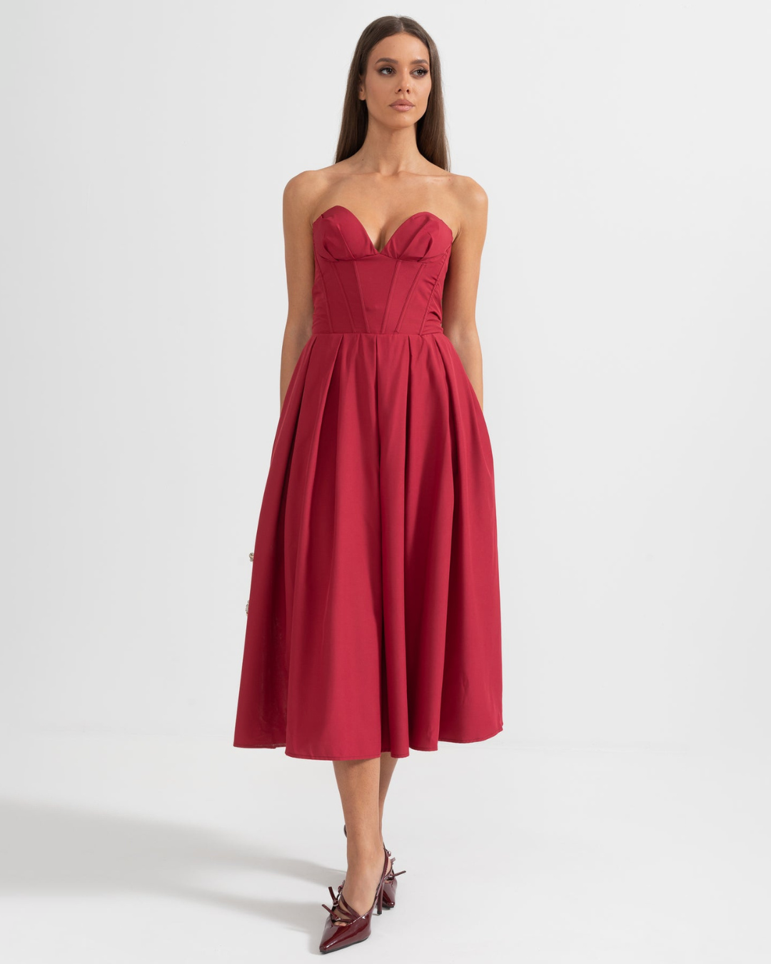 Katherine Off-Shoulder Corset Midi Dress