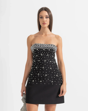 Crystal Embellishments Sleeveless Mini Dress