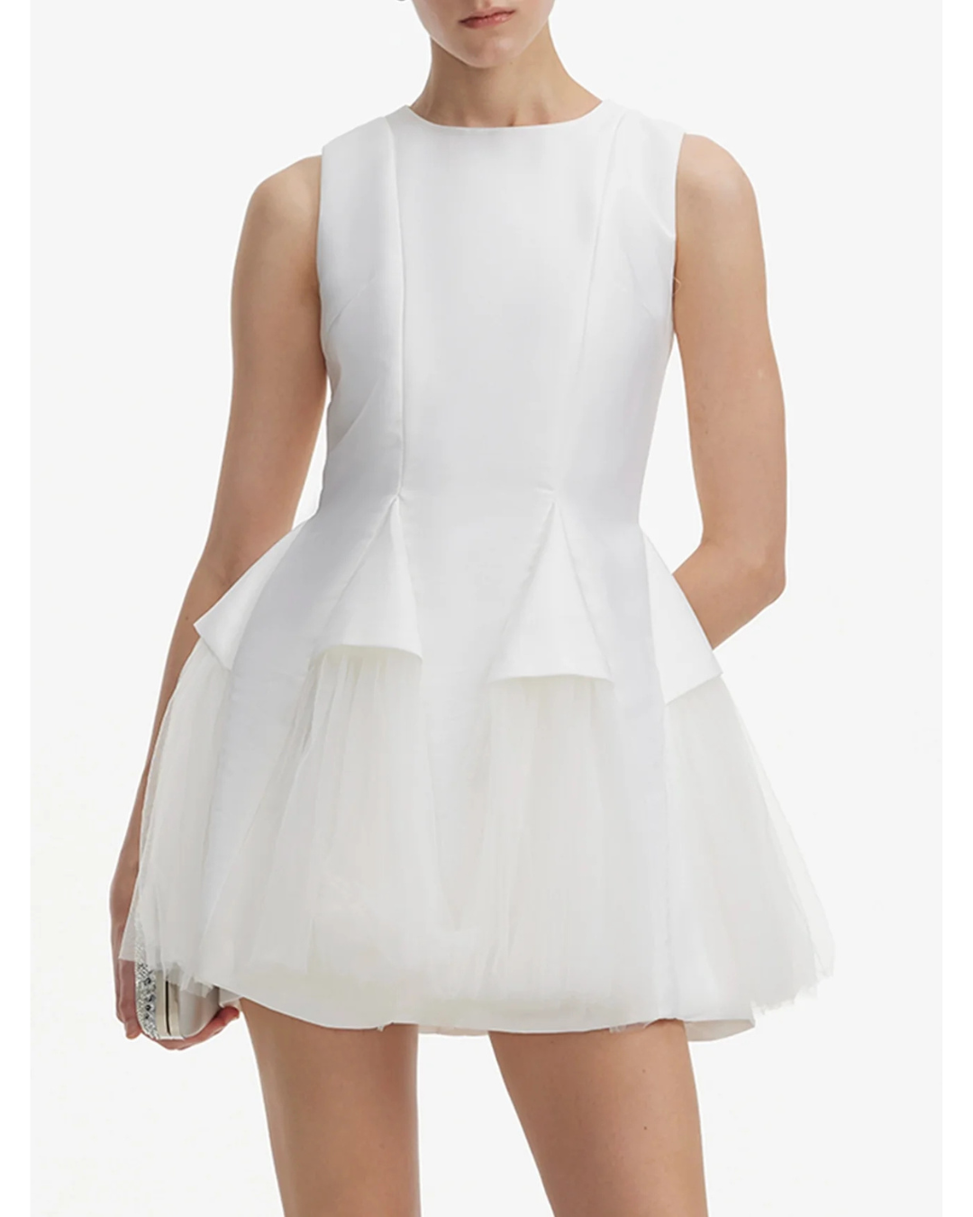 Elegant Tulle Overlay Mini Dress