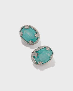 Oval Blue Crack Stone Studs