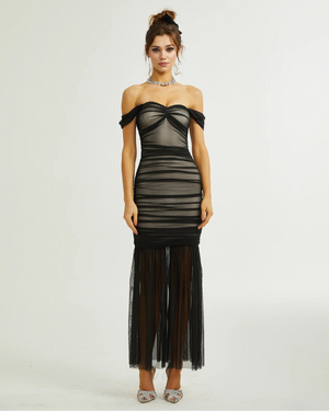 Safiya Fishtail Draped Midi Dress