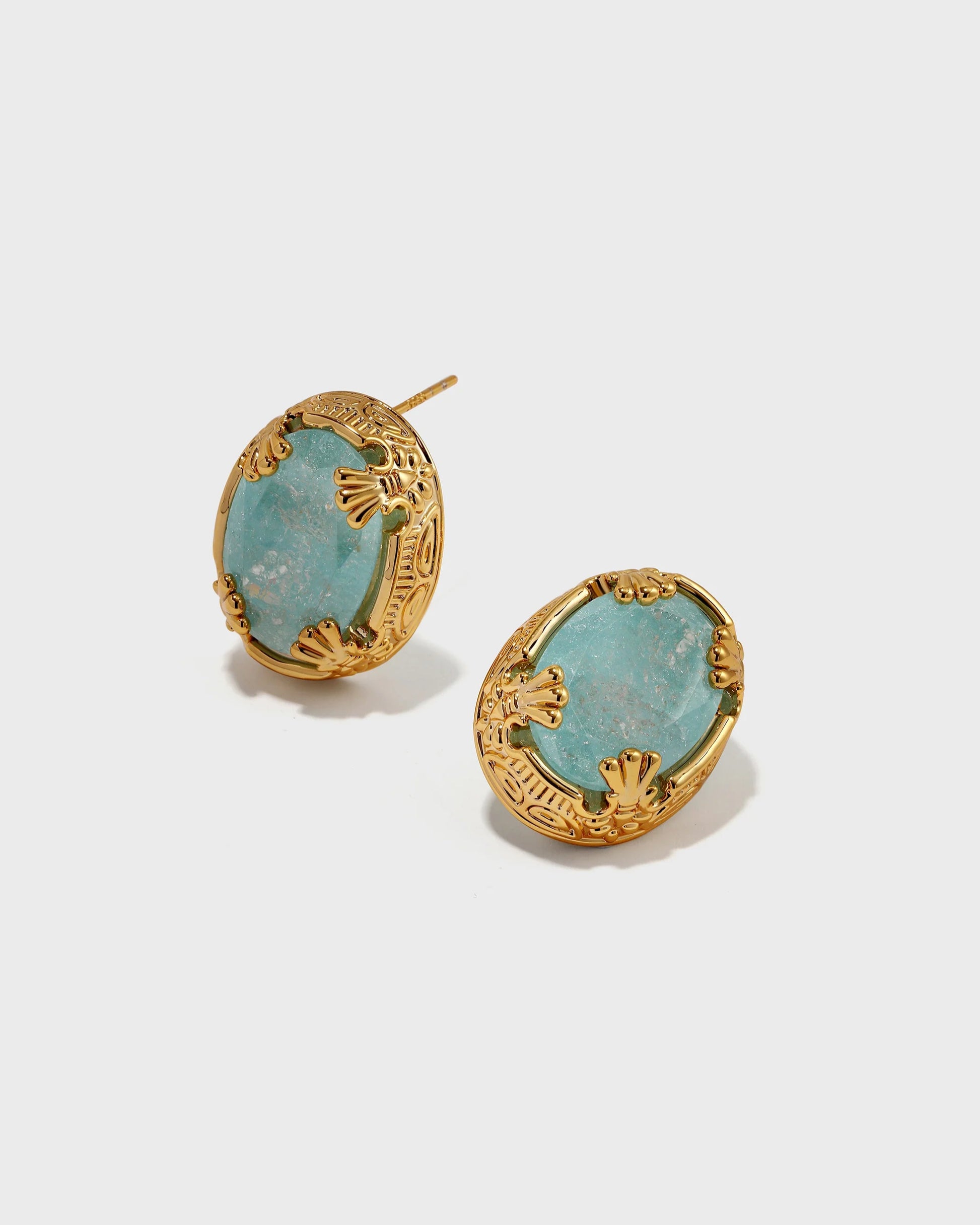 Oval Blue Crack Stone Studs