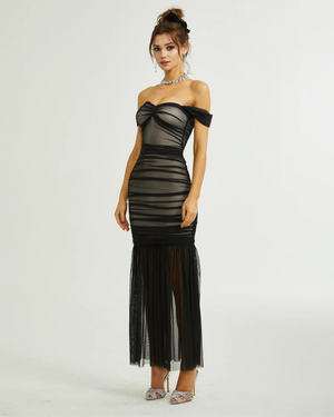 Safiya Fishtail Draped Midi Dress