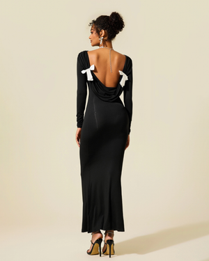 Jersey Bow Backless Midi Dress