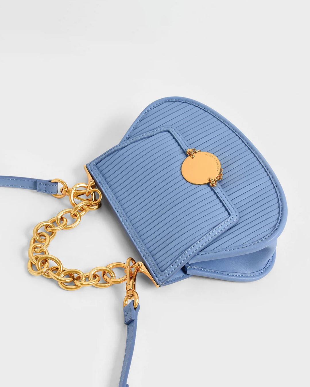 Paneled Chain Handle Crossbody Bag