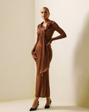 Jersey Solid Long Sleeve Midi Dress