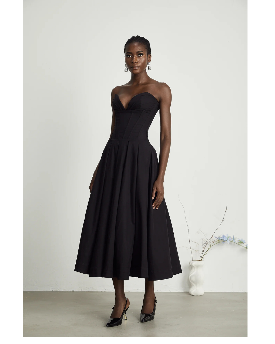 Katherine Off-Shoulder Corset Midi Dress