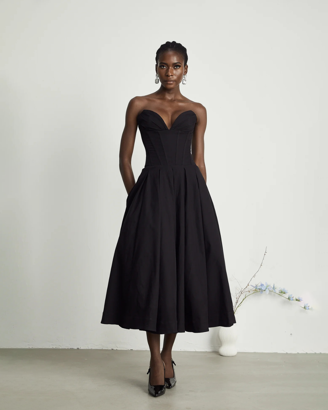 Katherine Off-Shoulder Corset Midi Dress