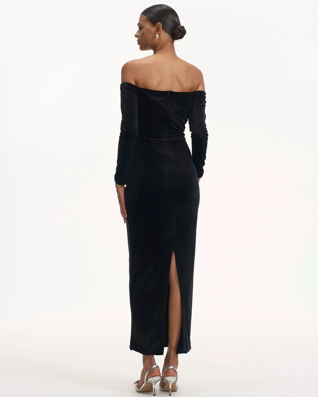 RoseVelvet Off-the-Shoulder Maxi Dress