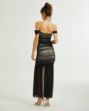 Safiya Fishtail Draped Midi Dress