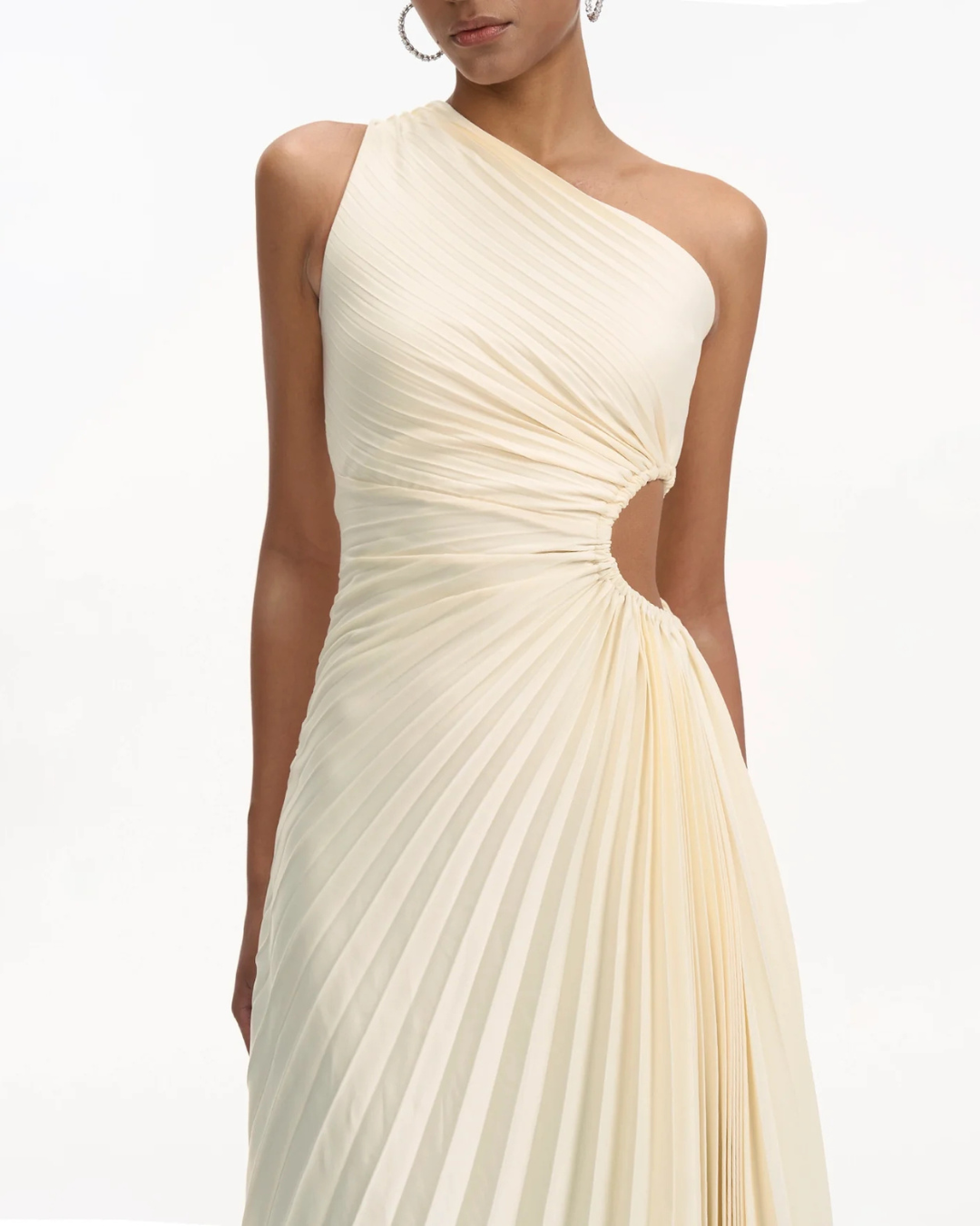 Elegant One Shoulder Pleated Midi Gown