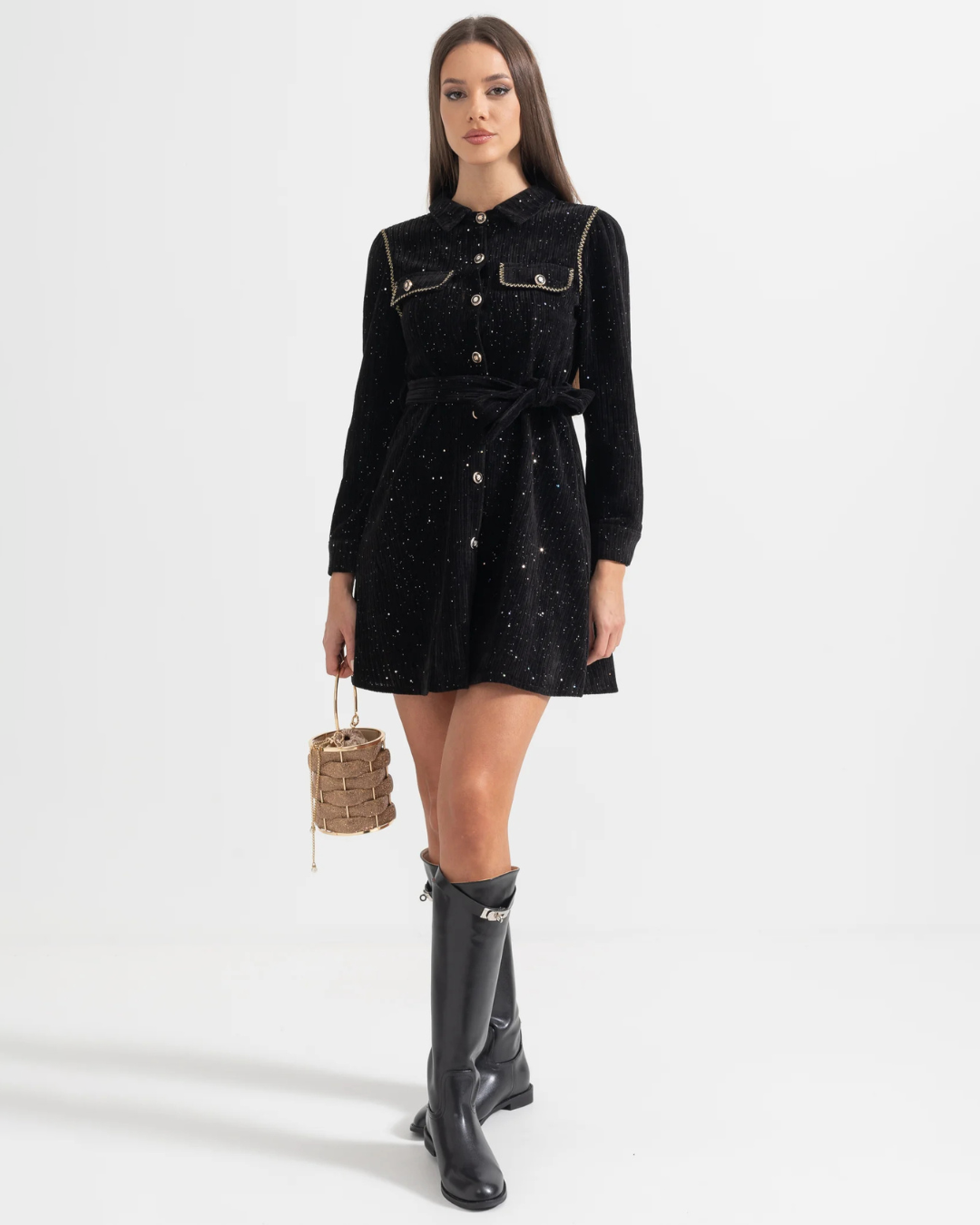 Elegant Shiny Winter  Mini Dress