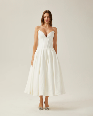 Katherine Off-Shoulder Corset Midi Dress