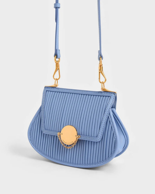 Paneled Chain Handle Crossbody Bag