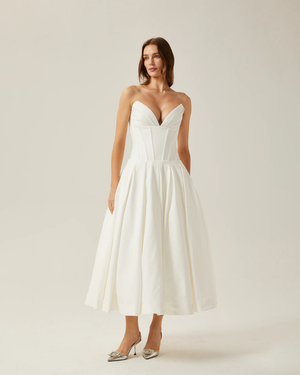 Katherine Off-Shoulder Corset Midi Dress