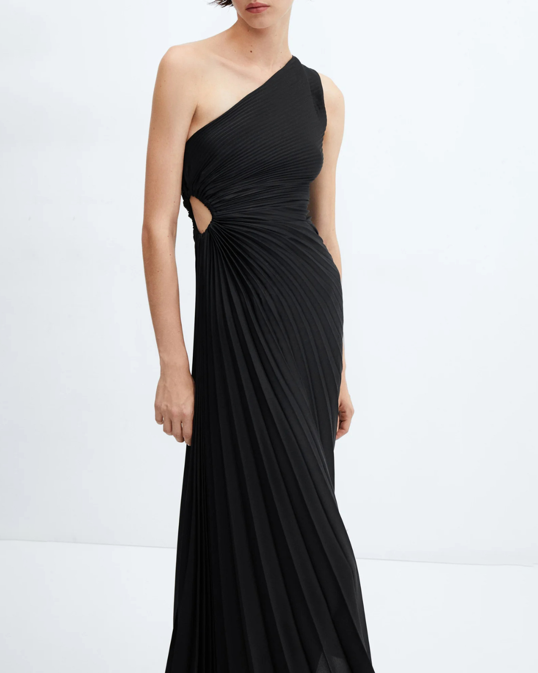 Elegant One Shoulder Pleated Midi Gown