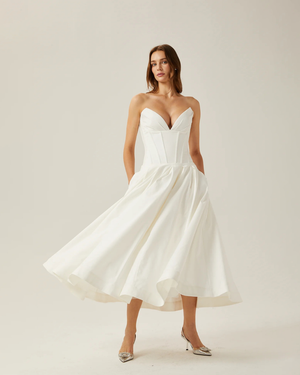 Katherine Off-Shoulder Corset Midi Dress