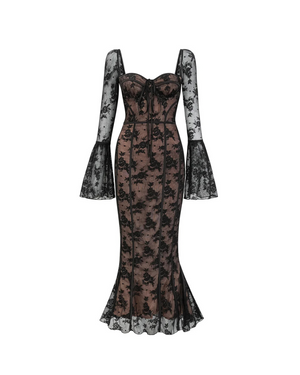 Marlene Flared Lace Maxi Dress