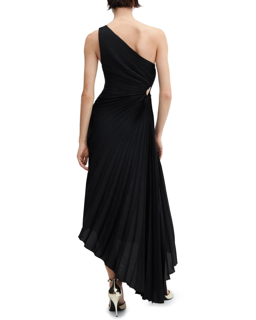 Elegant One Shoulder Pleated Midi Gown