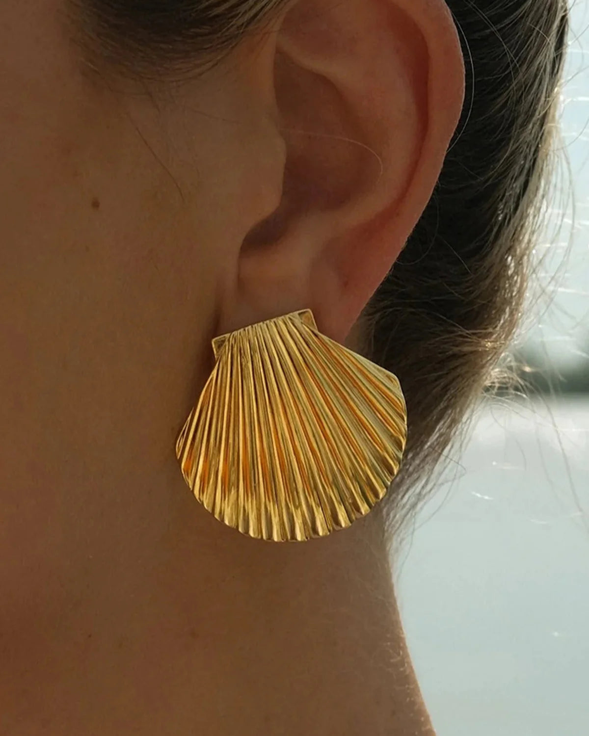 Golden Shell Stud Earrings