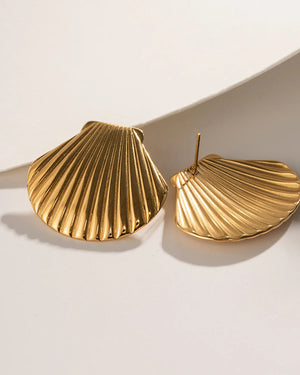 Golden Shell Stud Earrings