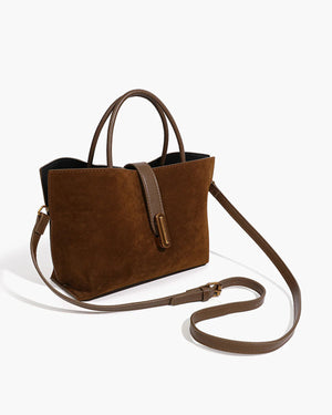 Top Handle Suede Compartment Bag