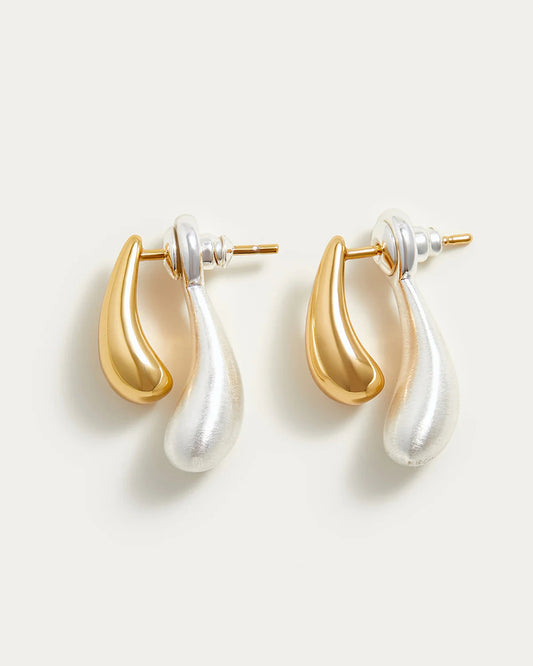 Two-Tone Water Drop Earrings