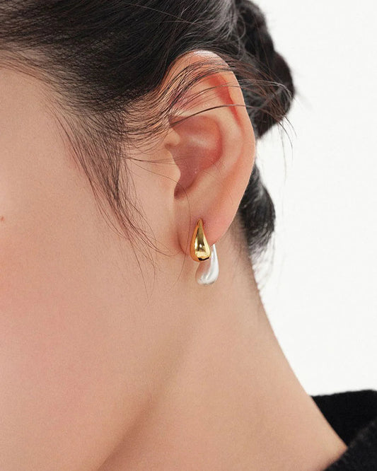 Two-Tone Water Drop Earrings