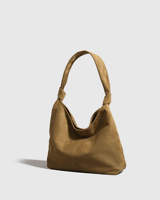 Knotted Suede Hobo Bag