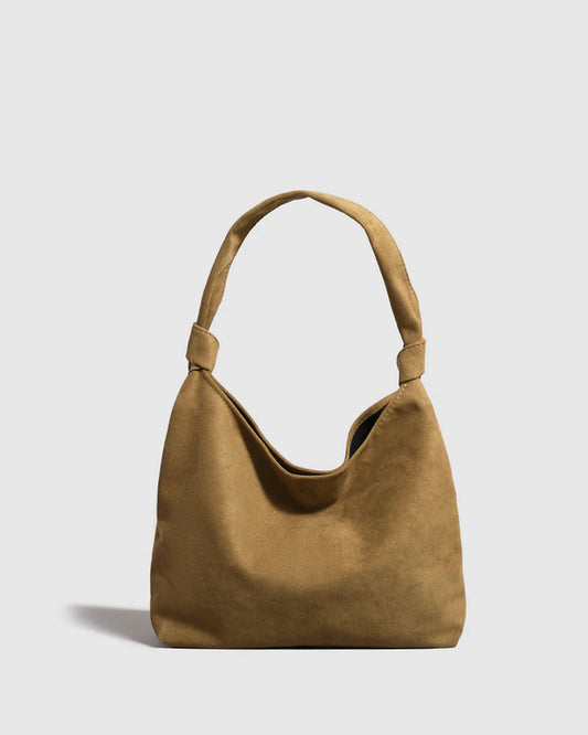 Knotted Suede Hobo Bag