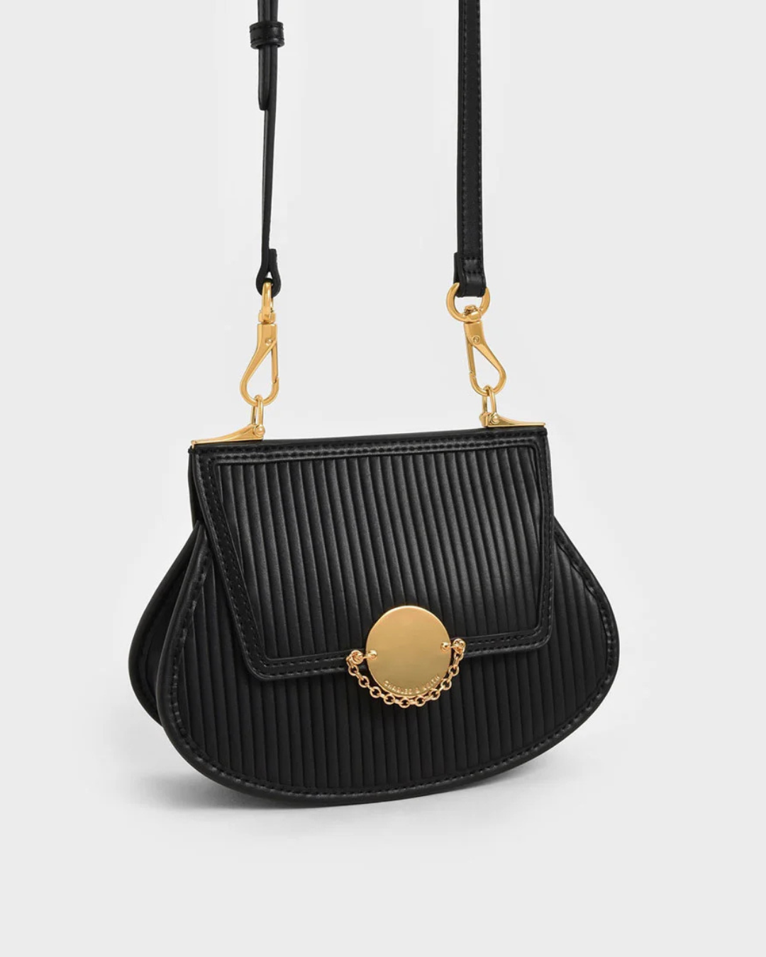 Paneled Chain Handle Crossbody Bag