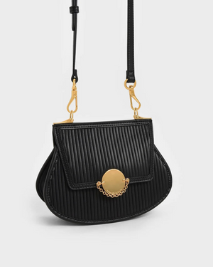 Paneled Chain Handle Crossbody Bag