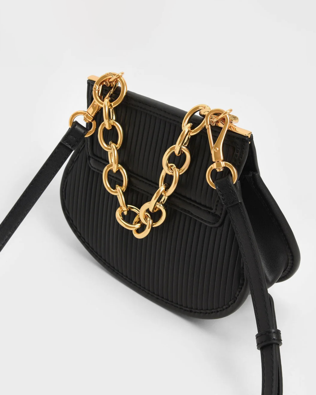 Paneled Chain Handle Crossbody Bag