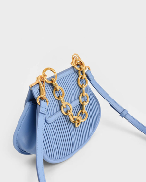 Paneled Chain Handle Crossbody Bag