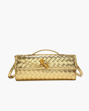 Two Way Woven Flap Clutch Shoulder Bag