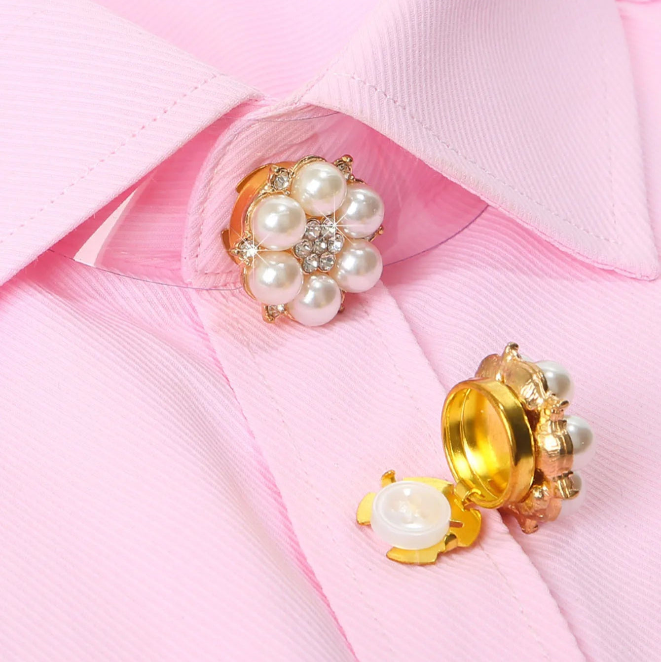 【2pcs Set】Pearl Diamond Button Cover